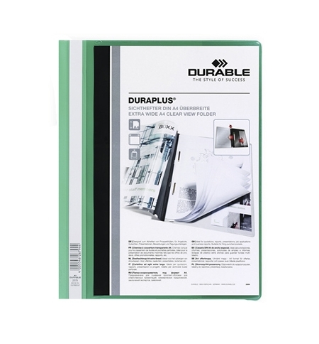 фото: Скоросшиватель пластиковый Durable Duraplus зеленый А4, 2579-05