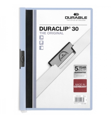 фото: Пластиковая папка с клипом Durable Duraclip голубая А4, до 30 листов, 2200-06