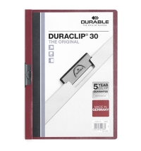 Пластиковая папка с клипом Durable Duraclip темно-красная А4, до 60 листов, 2209-31