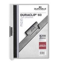 Пластиковая папка с клипом Durable Duraclip серая А4, до 60 листов, 2209-10