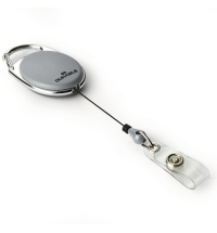 Держатель-рулетка для бейджа Durable с клипом 80см, на кнопке, 10 шт/уп, серый, 8324-10