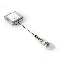 фото: Держатель-рулетка для бейджа Durable с клипом серебристый, 80см, на кнопке, 10 шт/уп, 8325-23