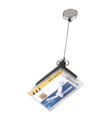 фото: Держатель-рулетка для бейджа Durable Card Holder Deluxe Pro с клипом, металлик, 80см, 10шт/уп